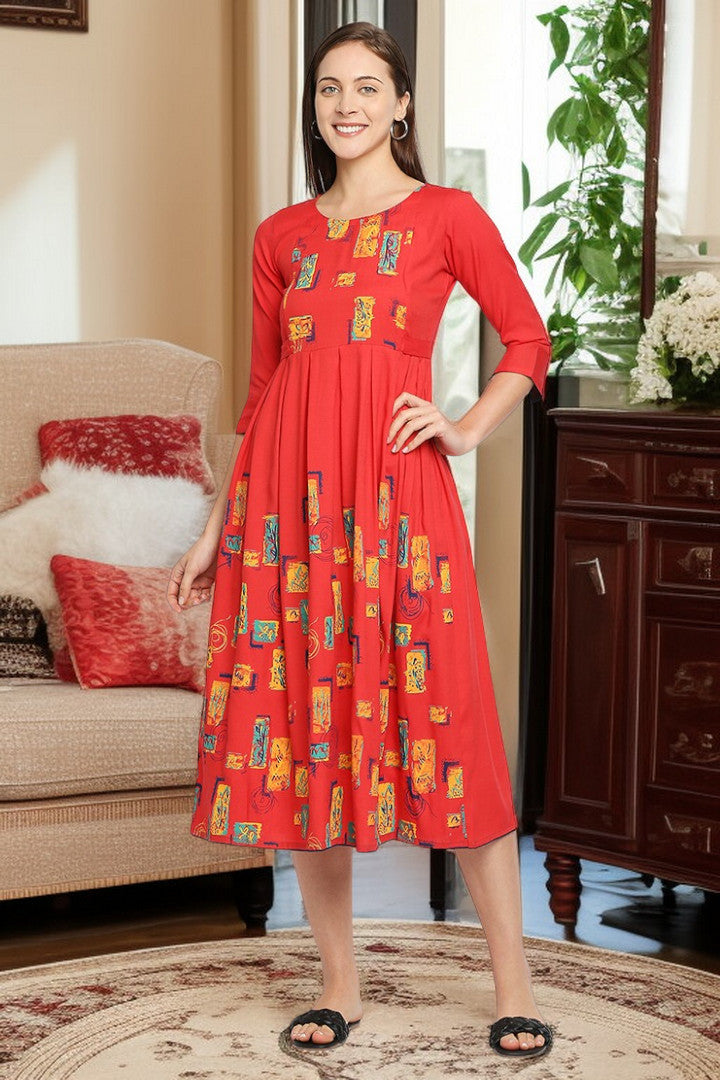 Rayon Maternity Flare Kurta For Pre & Post Pregnancy