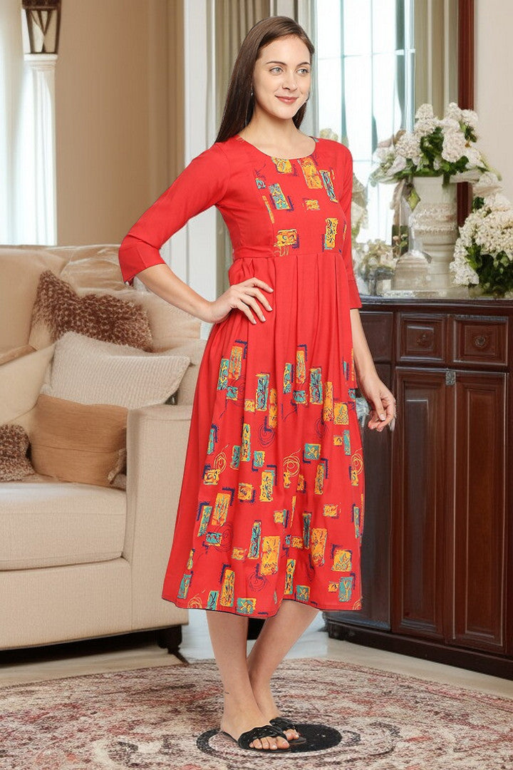 Rayon Maternity Flare Kurta For Pre & Post Pregnancy