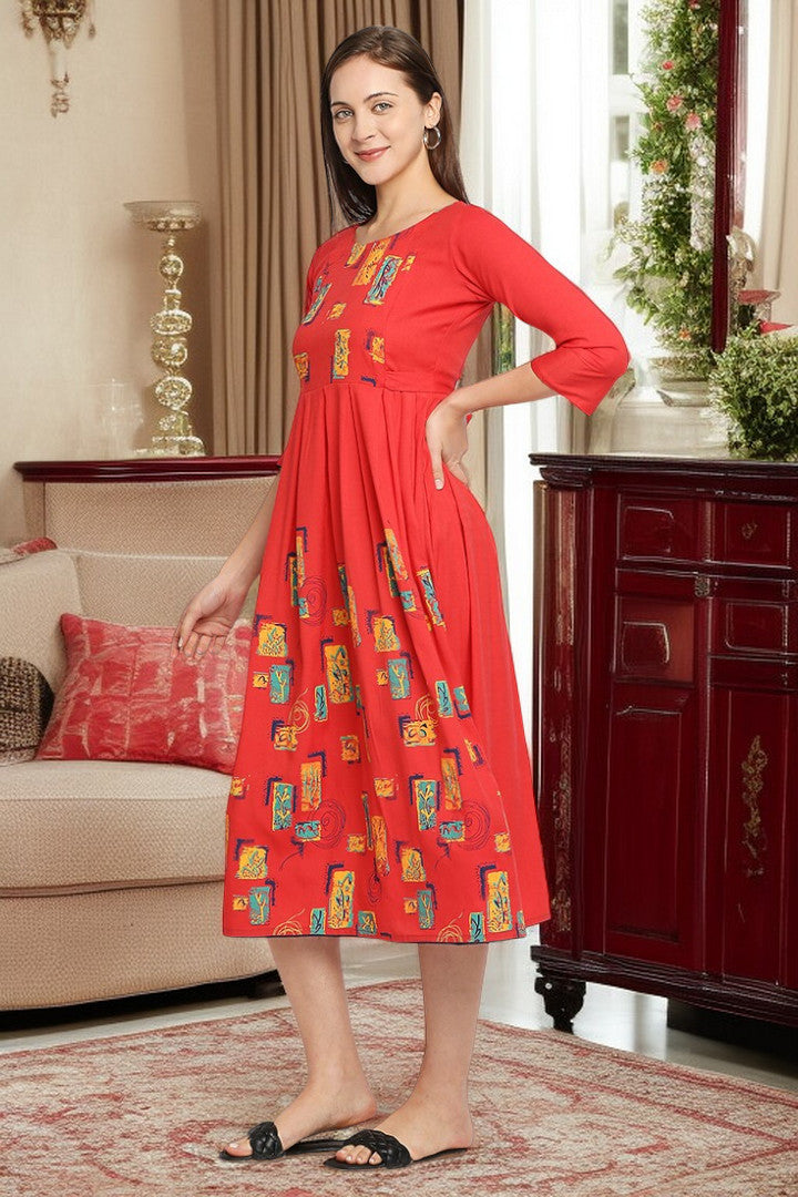 Rayon Maternity Flare Kurta For Pre & Post Pregnancy