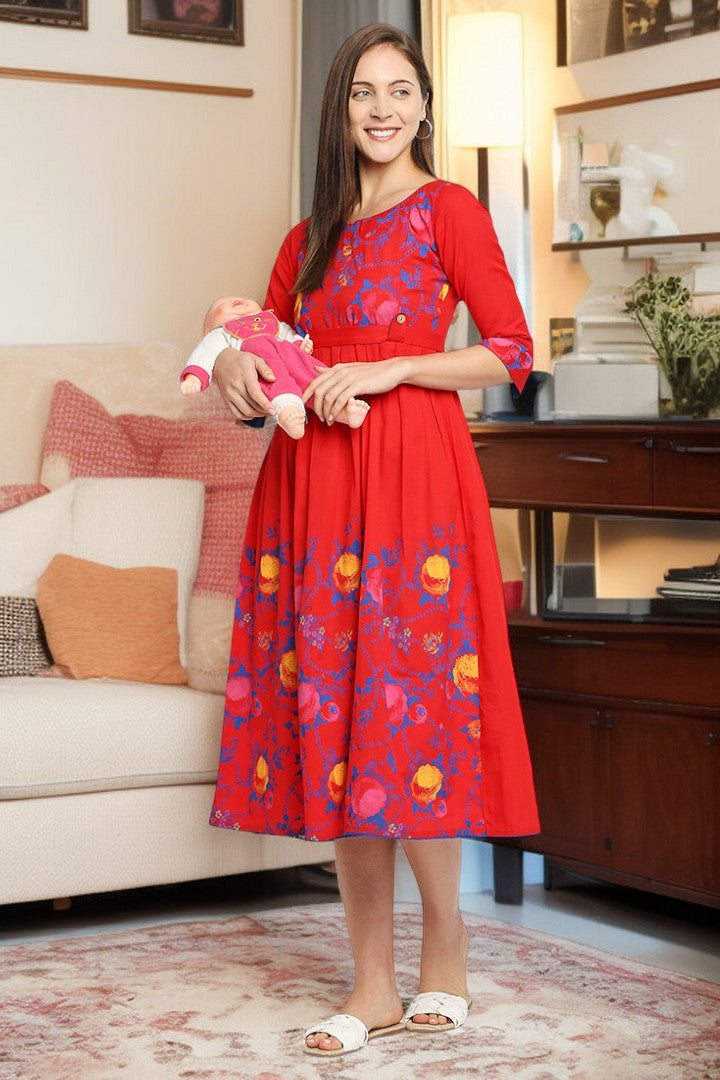 Rayon Maternity Flare Kurta For Pre & Post Pregnancy