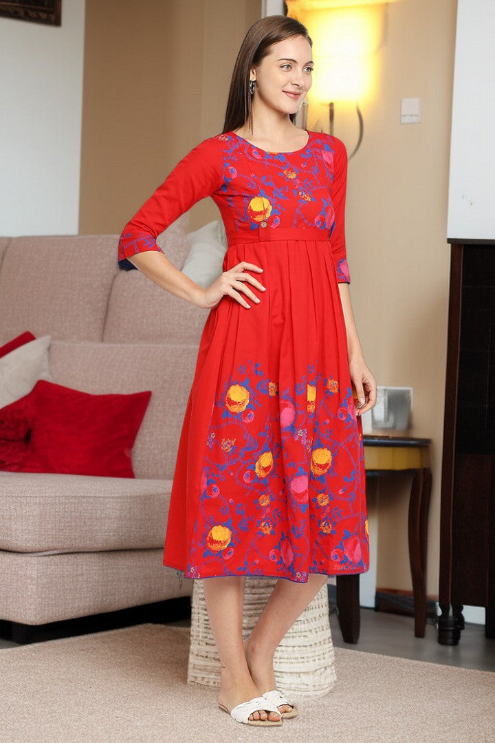 Rayon Maternity Flare Kurta For Pre & Post Pregnancy