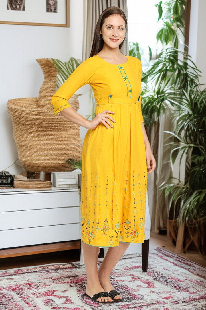 Rayon Maternity Flare Kurta For Pre & Post Pregnancy