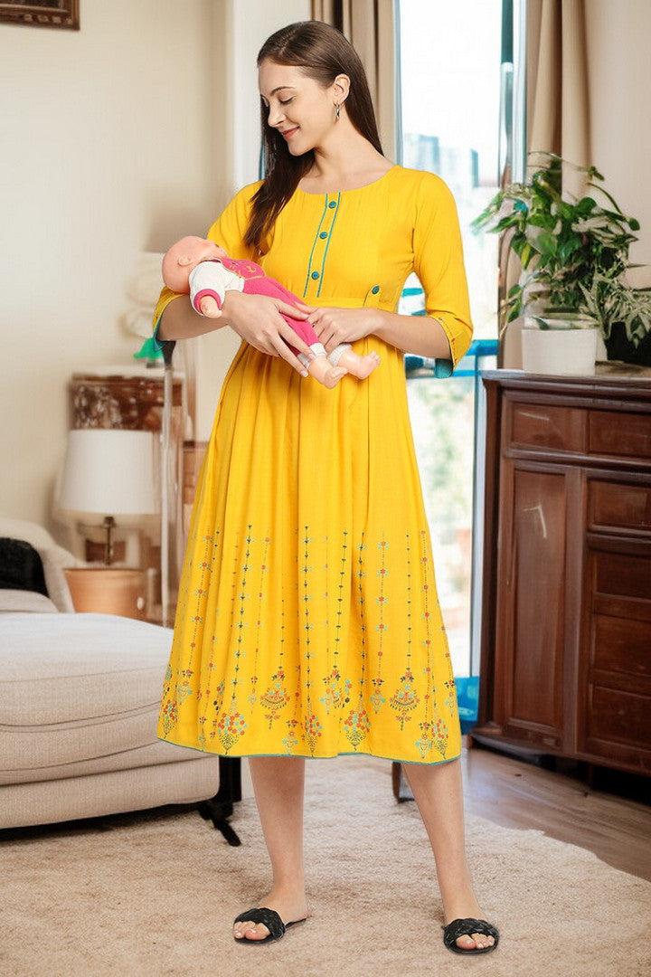 Rayon Maternity Flare Kurta For Pre & Post Pregnancy