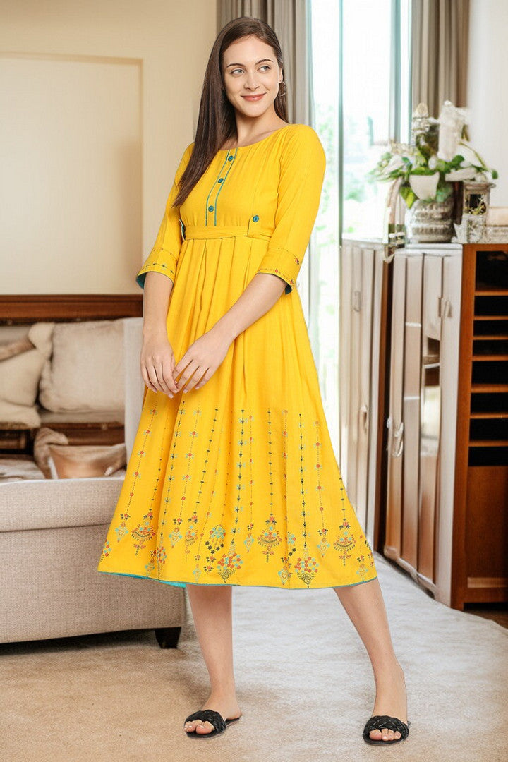 Rayon Maternity Flare Kurta For Pre & Post Pregnancy