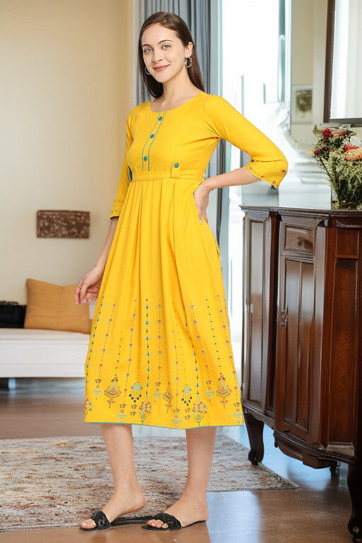 Rayon Maternity Flare Kurta For Pre & Post Pregnancy