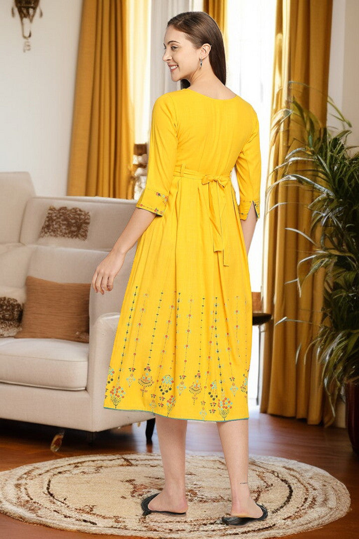 Rayon Maternity Flare Kurta For Pre & Post Pregnancy