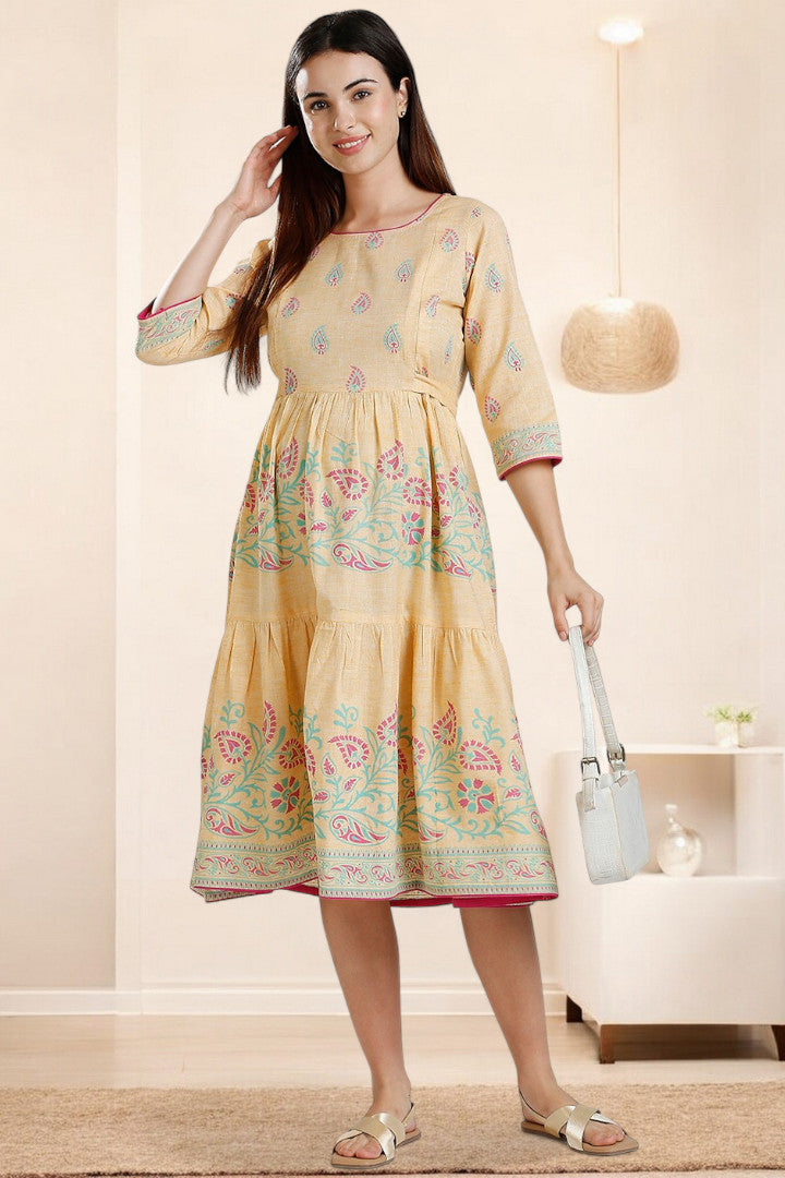 PolyCotton Printed Maternity Kurta – Designed for Pregnancy & Nursing