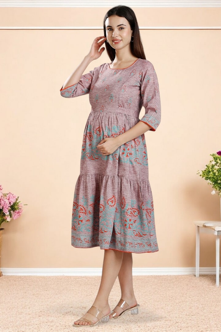 PolyCotton Printed Maternity Kurta – Designed for Pregnancy & Nursing