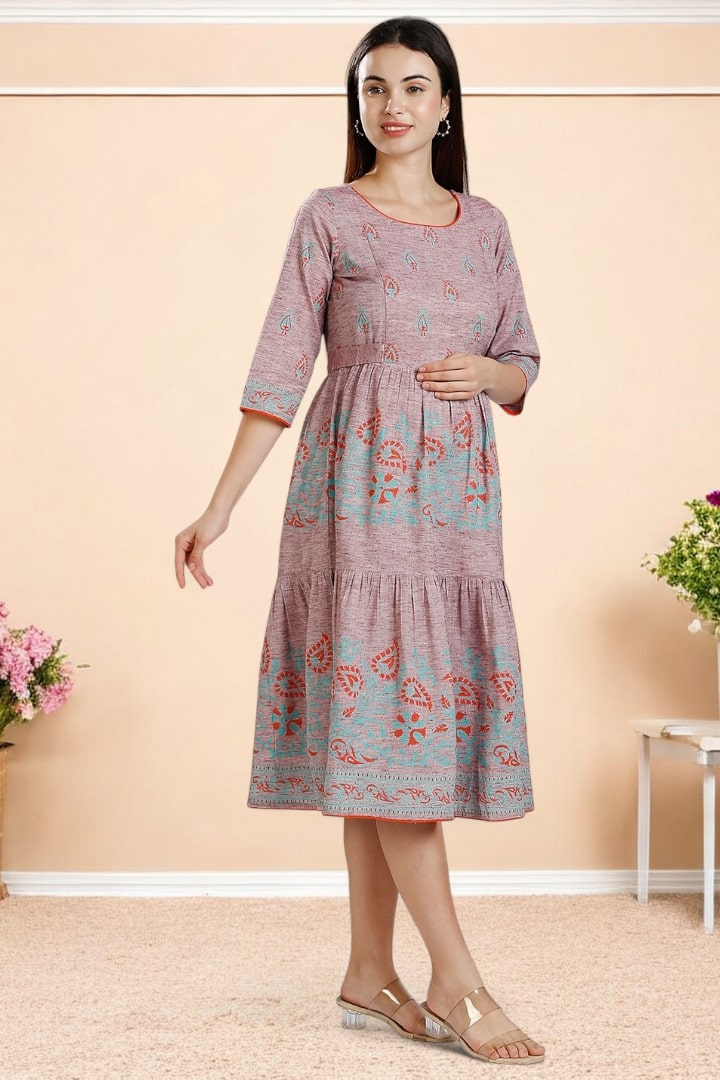 PolyCotton Printed Maternity Kurta – Designed for Pregnancy & Nursing