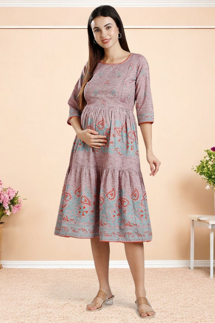 PolyCotton Printed Maternity Kurta – Designed for Pregnancy & Nursing