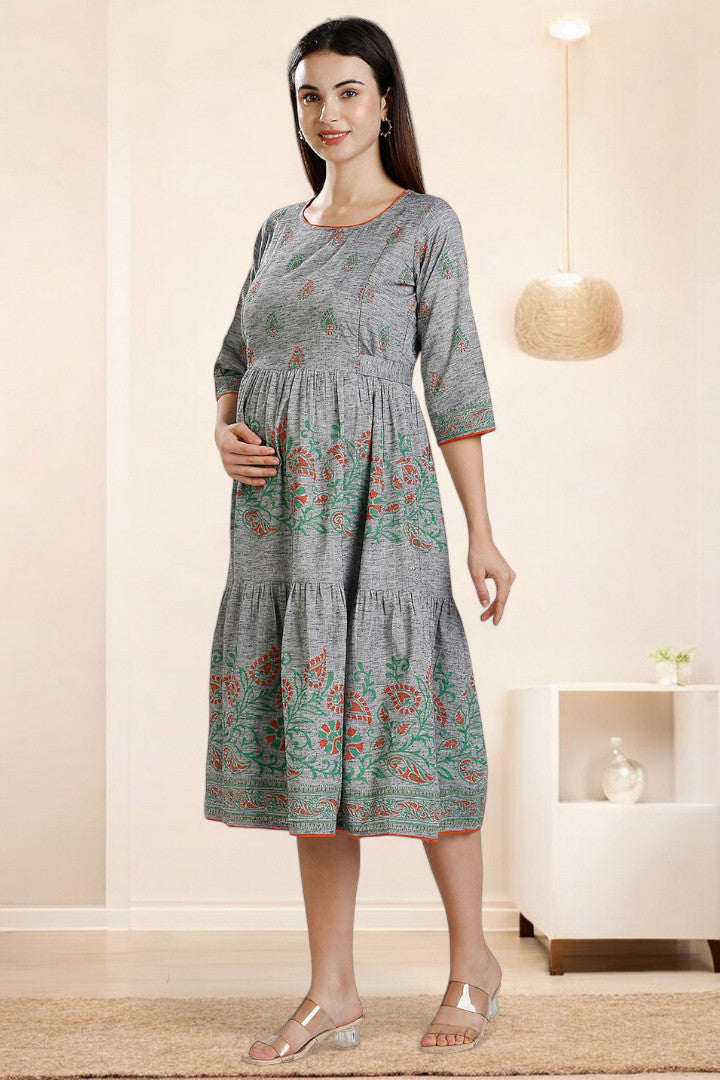 PolyCotton Printed Maternity Kurta – Designed for Pregnancy & Nursing