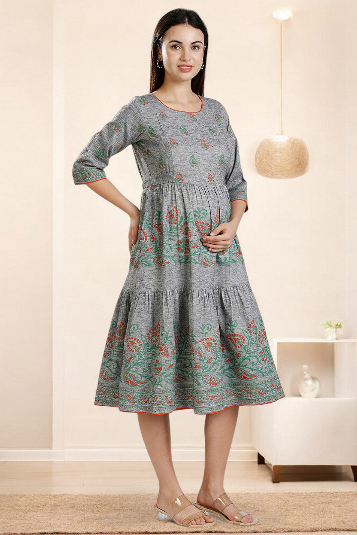 PolyCotton Printed Maternity Kurta – Designed for Pregnancy & Nursing