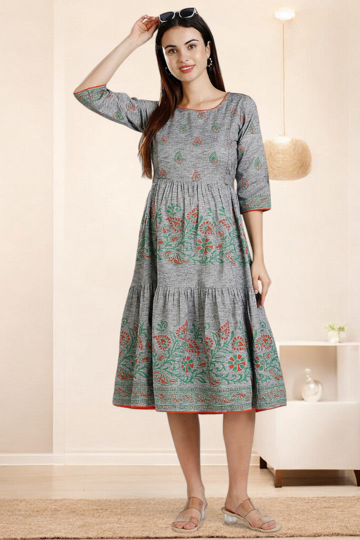 PolyCotton Printed Maternity Kurta – Designed for Pregnancy & Nursing
