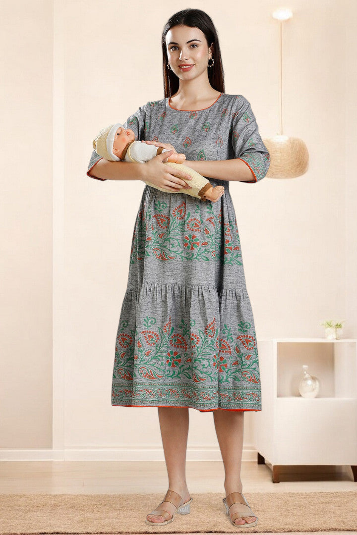 PolyCotton Printed Maternity Kurta – Designed for Pregnancy & Nursing