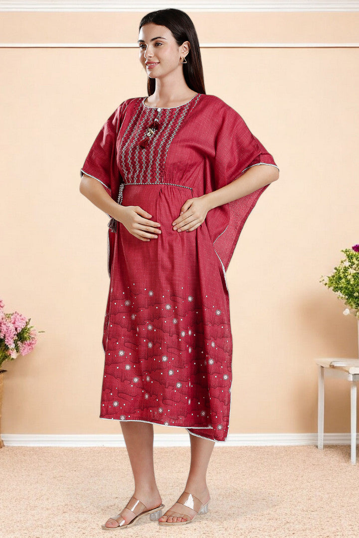 Rayon Printed Maternity Kaftan – Designed for Pregnancy & Nursing