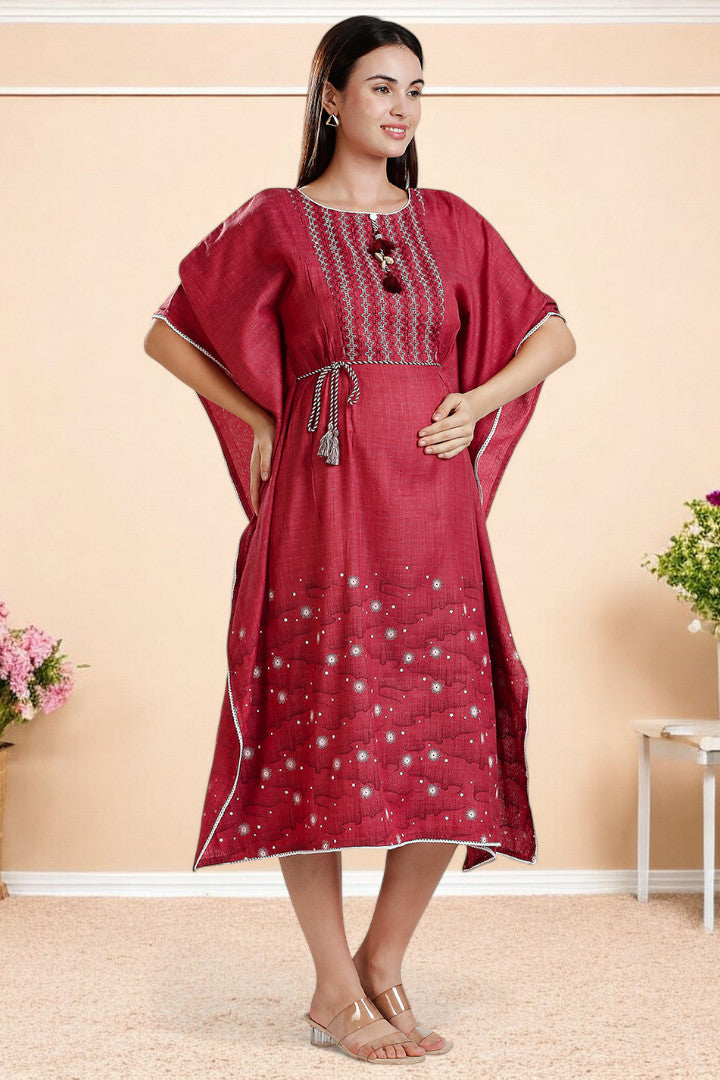 Rayon Printed Maternity Kaftan – Designed for Pregnancy & Nursing