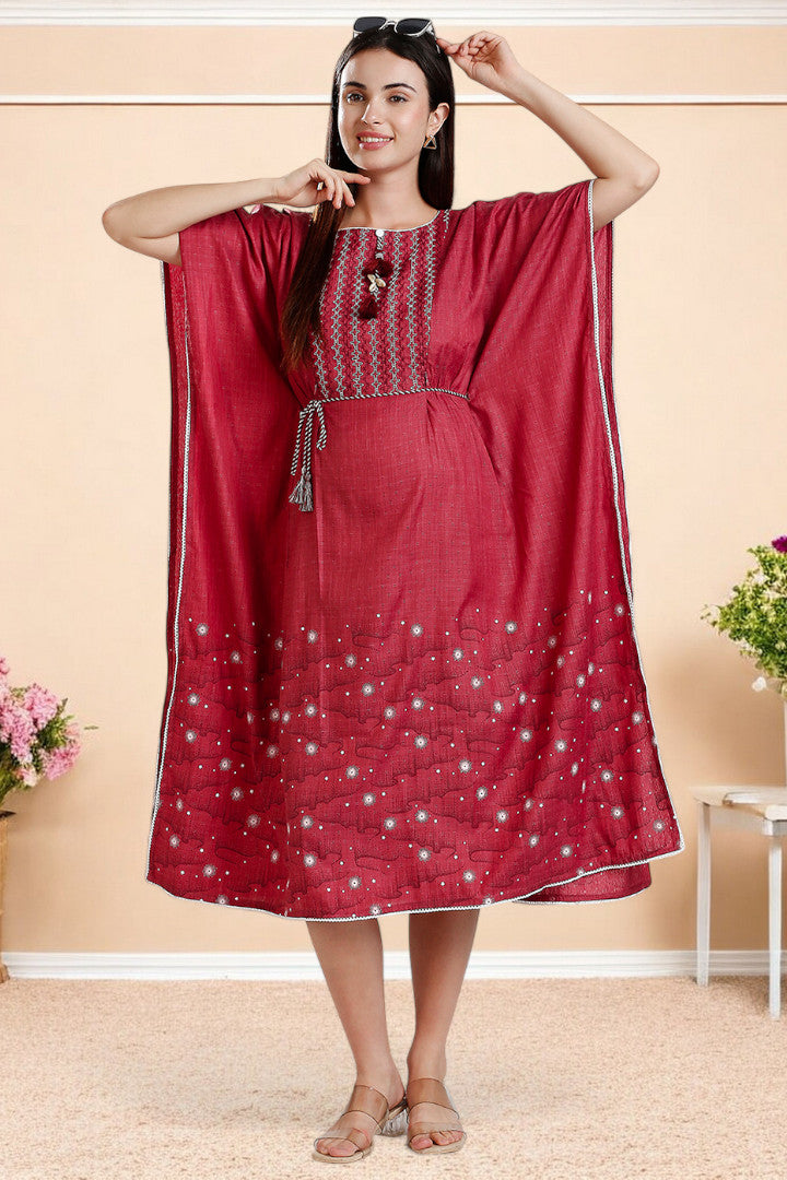 Rayon Printed Maternity Kaftan – Designed for Pregnancy & Nursing