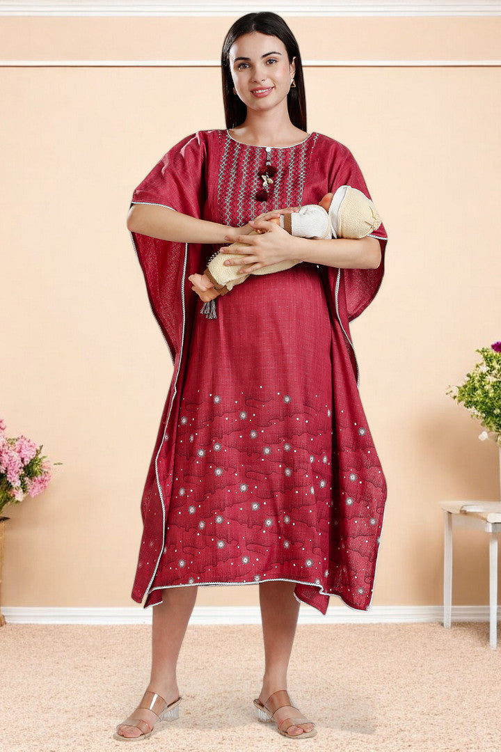 Rayon Printed Maternity Kaftan – Designed for Pregnancy & Nursing