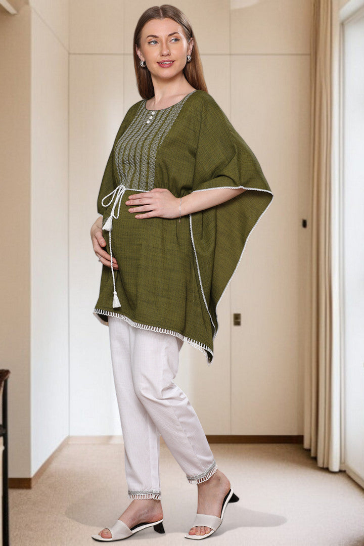 Embroidered Maternity Kaftan Pant – Designed for Pregnancy & Nursing