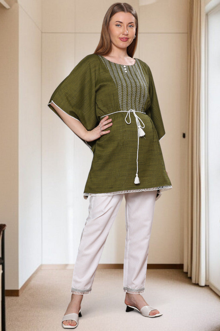 Embroidered Maternity Kaftan Pant – Designed for Pregnancy & Nursing