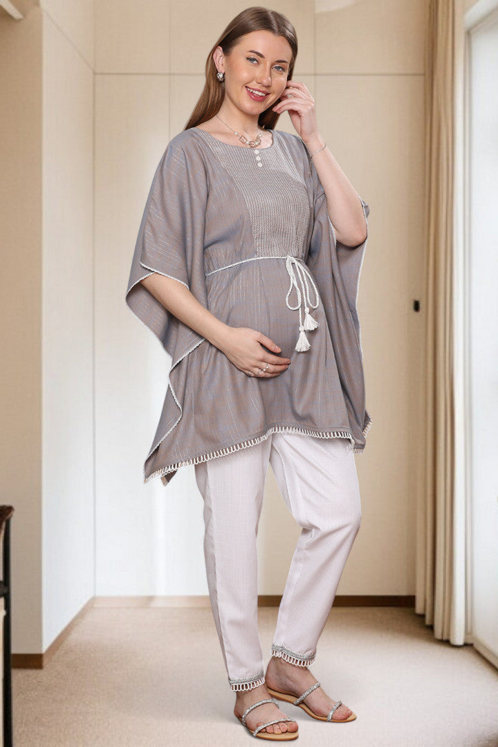 Embroidered Maternity Kaftan Pant – Designed for Pregnancy & Nursing
