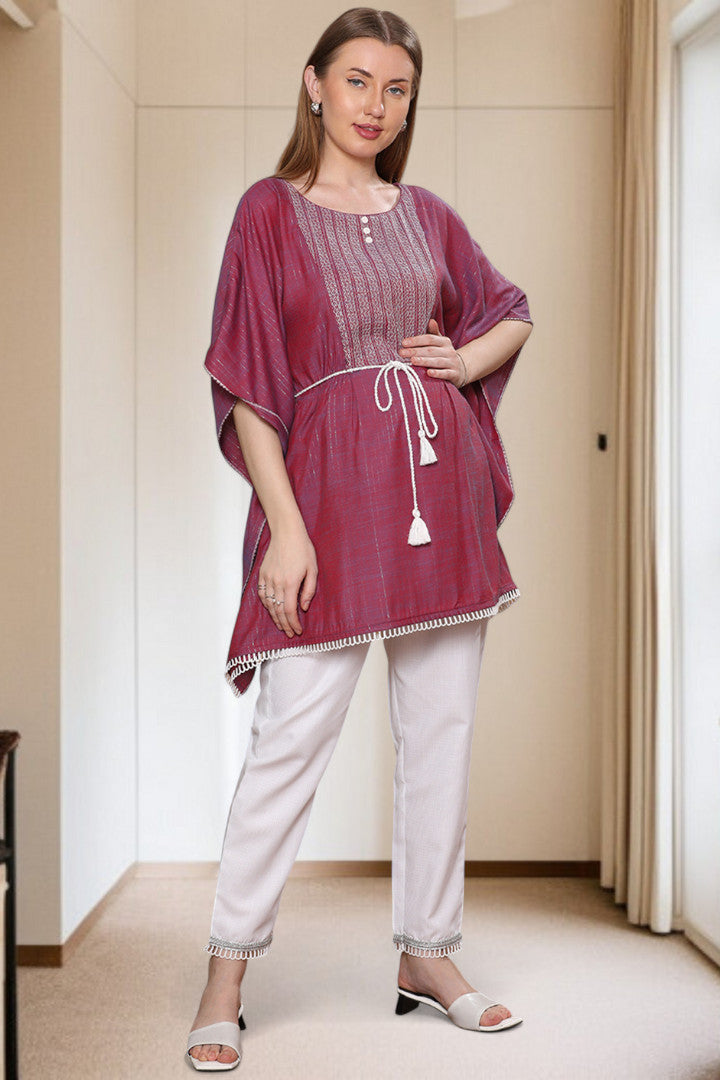 Embroidered Maternity Kaftan Pant – Designed for Pregnancy & Nursing