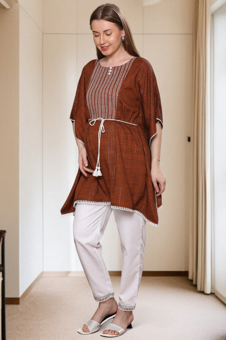 Embroidered Maternity Kaftan Pant – Designed for Pregnancy & Nursing