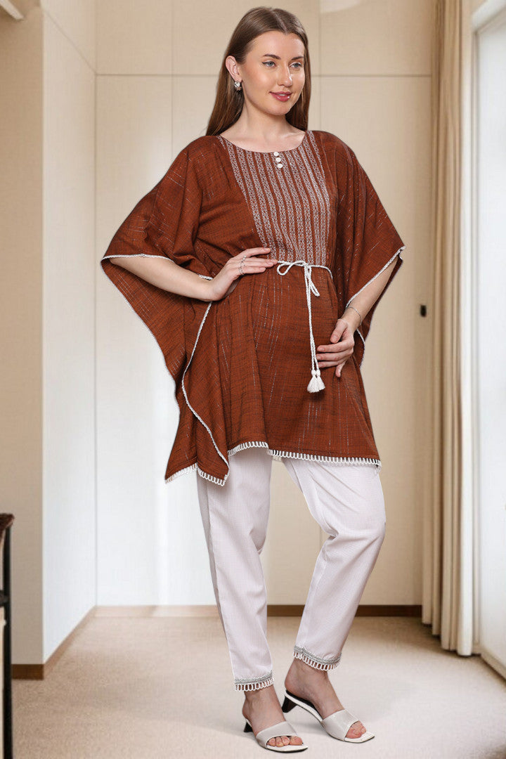 Embroidered Maternity Kaftan Pant – Designed for Pregnancy & Nursing