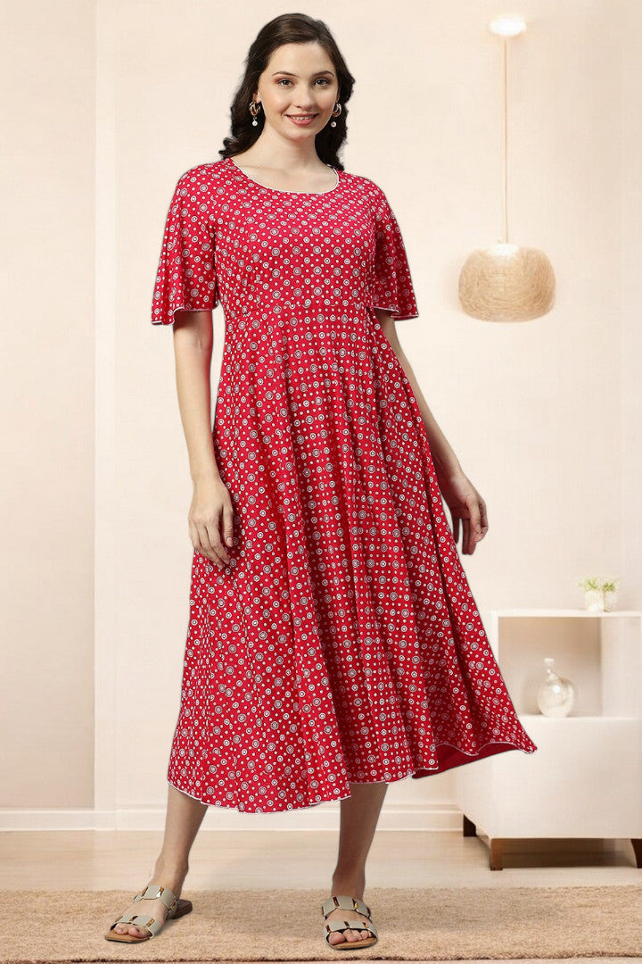 Rayon Printed Maternity Kurta – Designed for Pregnancy & Nursing