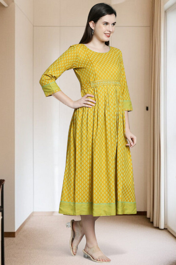 Rayon Printed Maternity Kurta – Designed for Pregnancy & Nursing