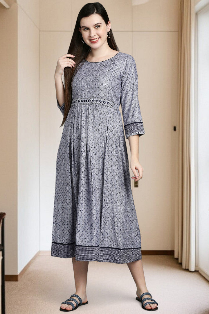 Rayon Printed Maternity Kurta – Designed for Pregnancy & Nursing