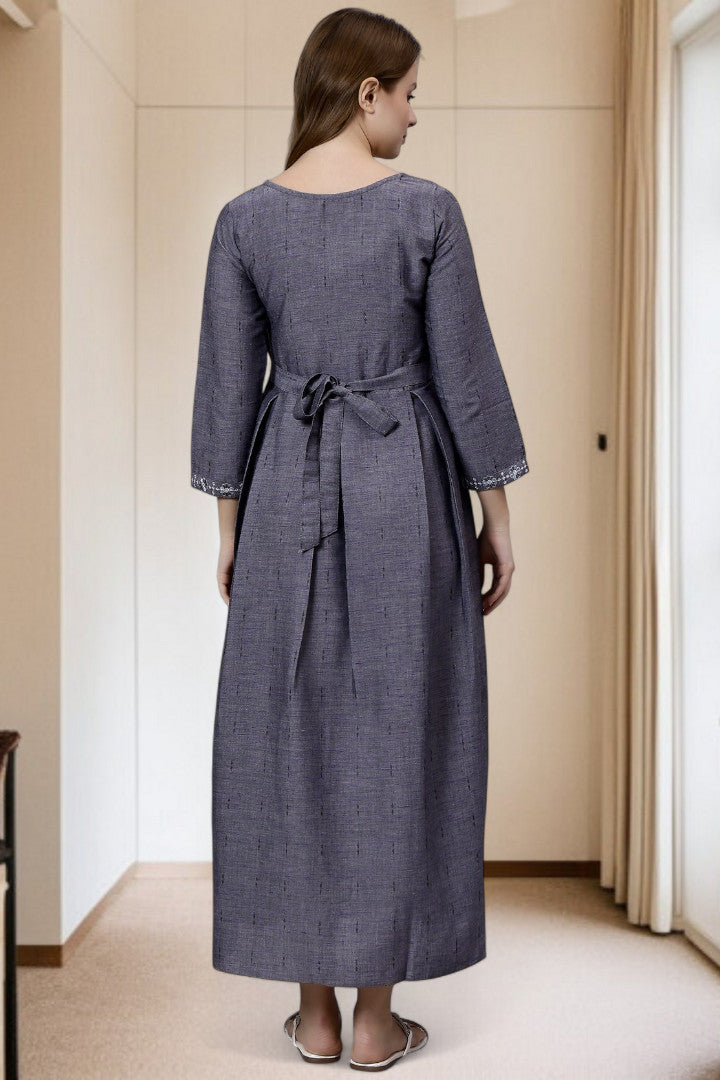 PolyCotton Embroidered Maternity Kurta – Designed for Pregnancy & Nursing