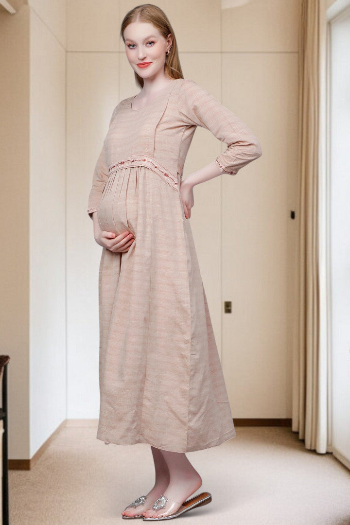 PolyCotton Embroidered Maternity Kurta – Designed for Pregnancy & Nursing