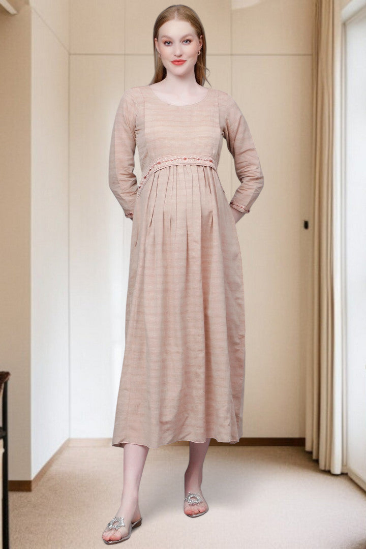 PolyCotton Embroidered Maternity Kurta – Designed for Pregnancy & Nursing