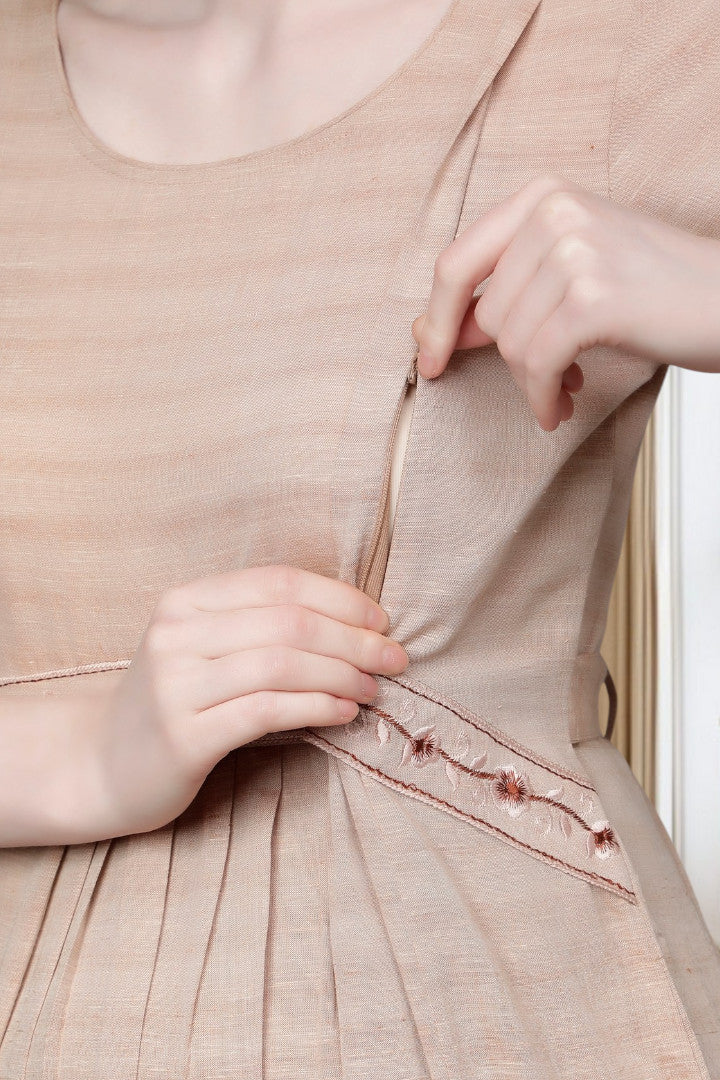 PolyCotton Embroidered Maternity Kurta – Designed for Pregnancy & Nursing