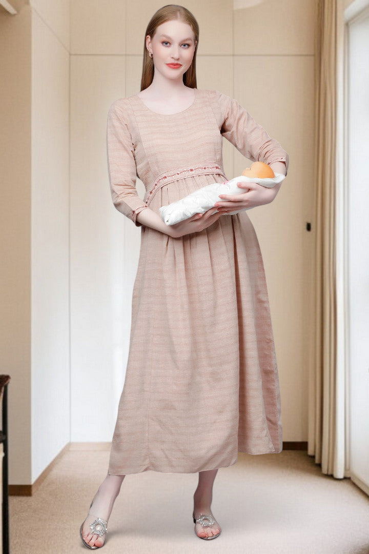 PolyCotton Embroidered Maternity Kurta – Designed for Pregnancy & Nursing