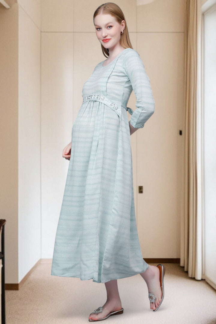 PolyCotton Embroidered Maternity Kurta – Designed for Pregnancy & Nursing