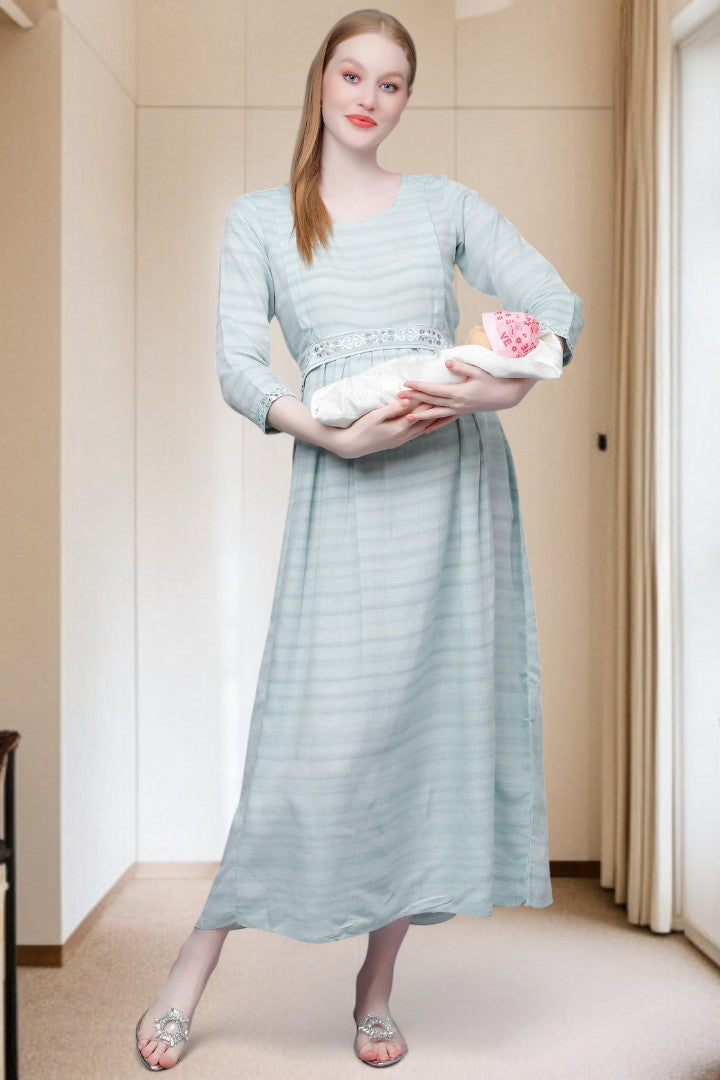 PolyCotton Embroidered Maternity Kurta – Designed for Pregnancy & Nursing