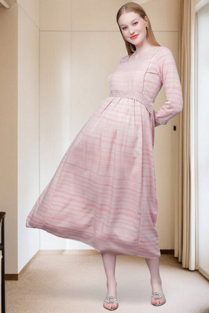 PolyCotton Embroidered Maternity Kurta – Designed for Pregnancy & Nursing