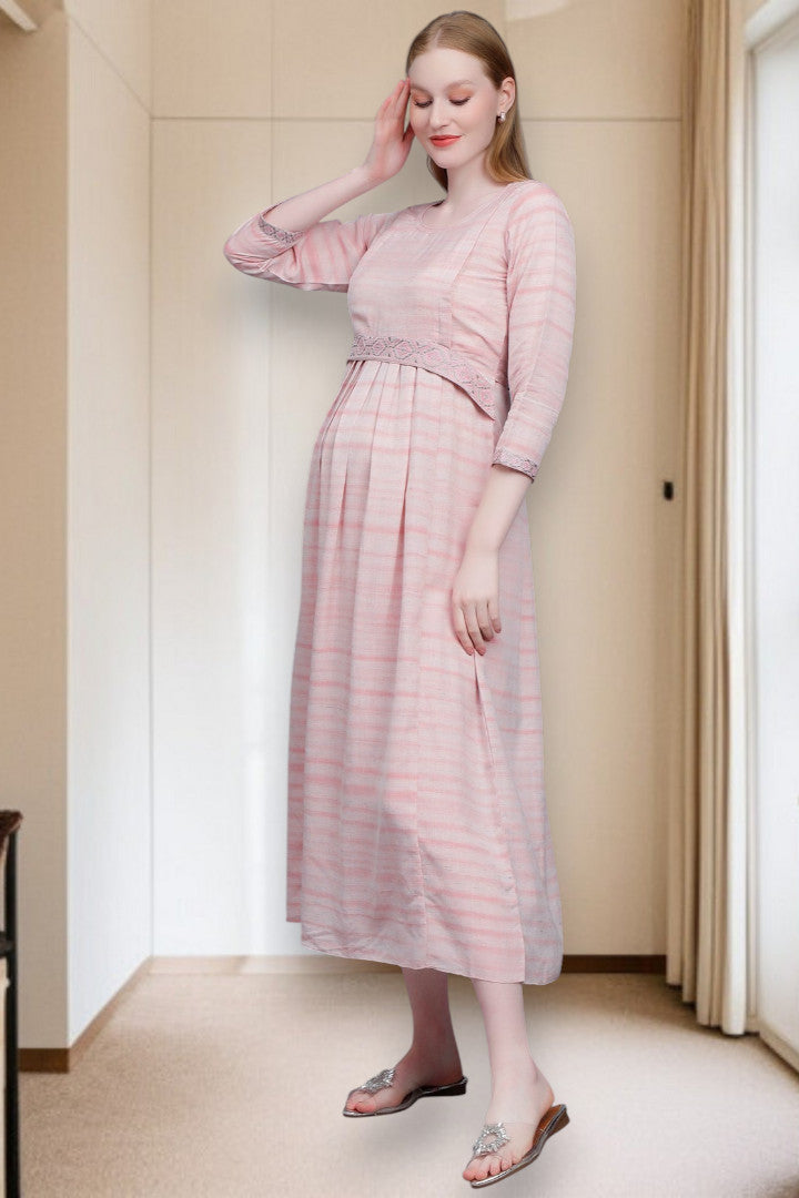 PolyCotton Embroidered Maternity Kurta – Designed for Pregnancy & Nursing