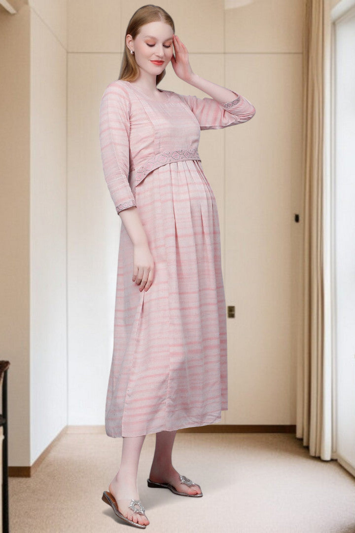 PolyCotton Embroidered Maternity Kurta – Designed for Pregnancy & Nursing