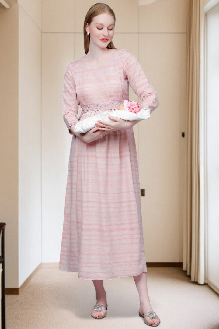 PolyCotton Embroidered Maternity Kurta – Designed for Pregnancy & Nursing