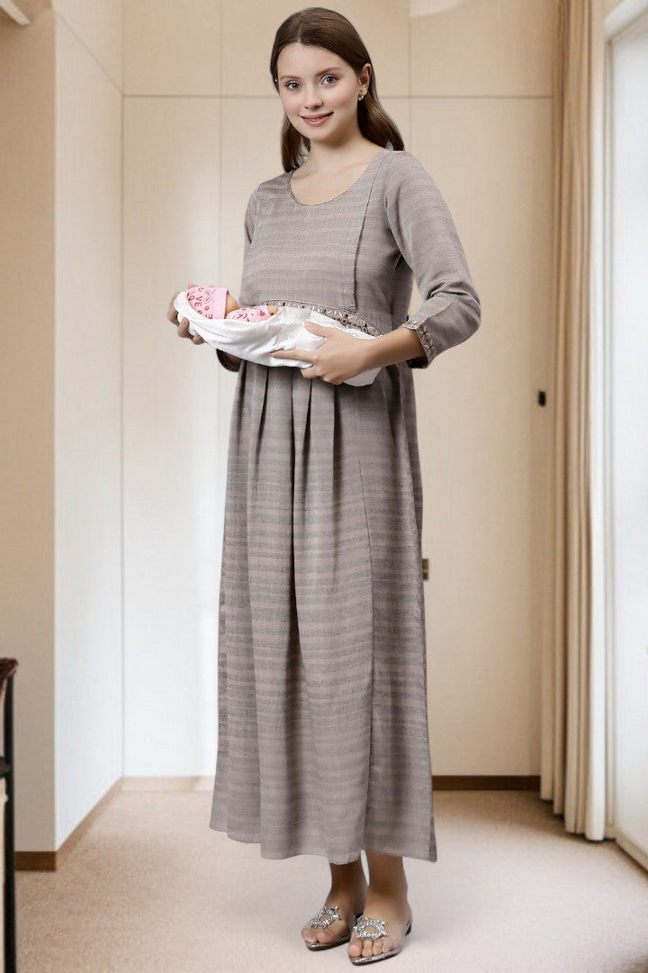 PolyCotton Embroidered Maternity Kurta – Designed for Pregnancy & Nursing