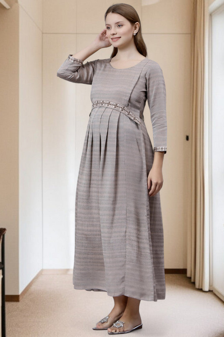 PolyCotton Embroidered Maternity Kurta – Designed for Pregnancy & Nursing