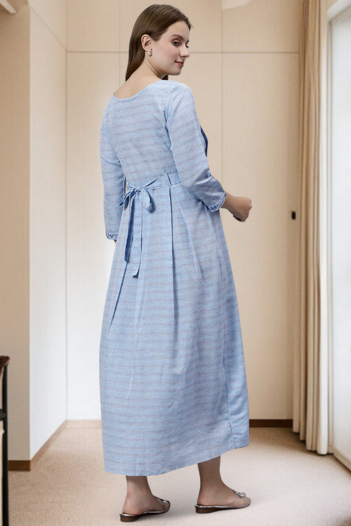 PolyCotton Embroidered Maternity Kurta – Designed for Pregnancy & Nursing