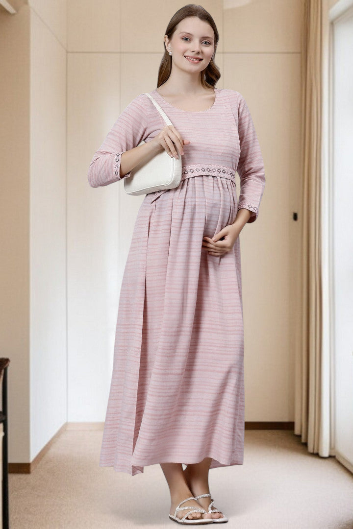 PolyCotton Embroidered Maternity Kurta – Designed for Pregnancy & Nursing
