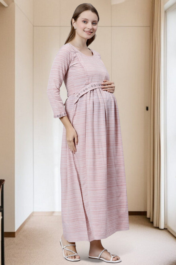 PolyCotton Embroidered Maternity Kurta – Designed for Pregnancy & Nursing