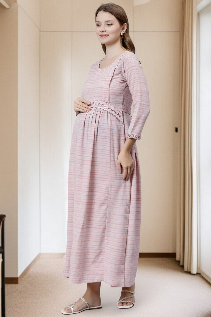PolyCotton Embroidered Maternity Kurta – Designed for Pregnancy & Nursing