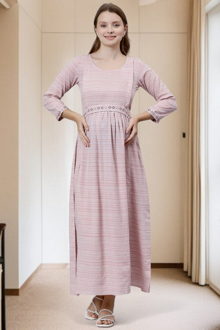PolyCotton Embroidered Maternity Kurta – Designed for Pregnancy & Nursing