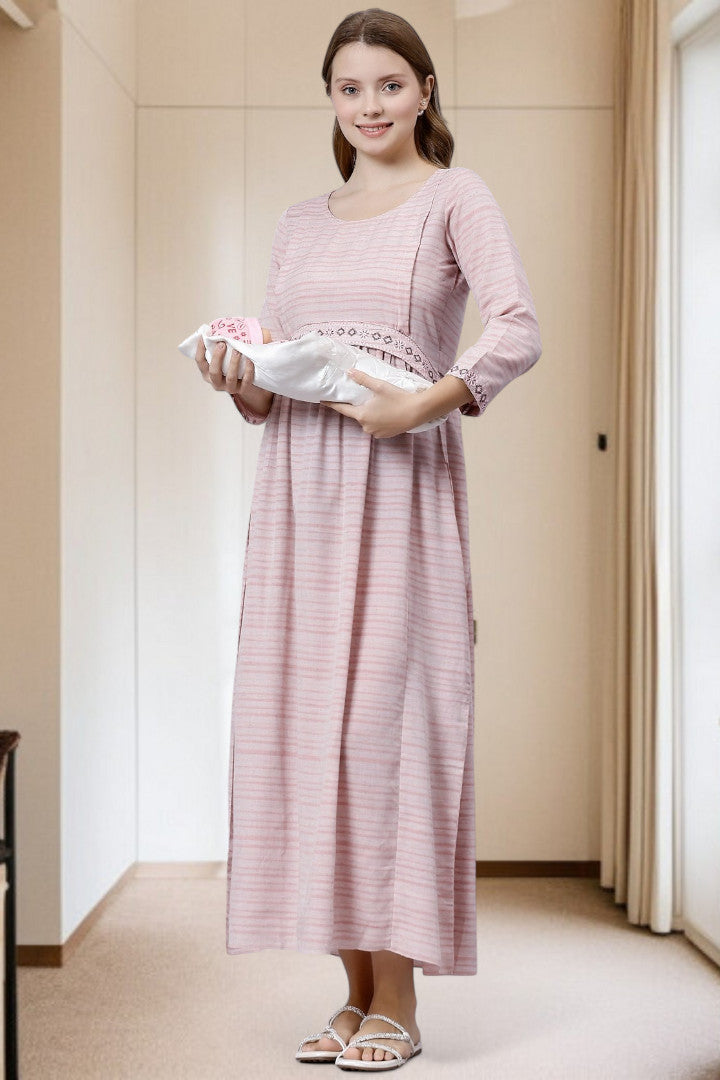 PolyCotton Embroidered Maternity Kurta – Designed for Pregnancy & Nursing